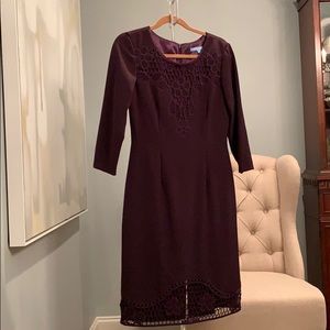 Antonio Melani Dark Purple Dress, Lace Accents